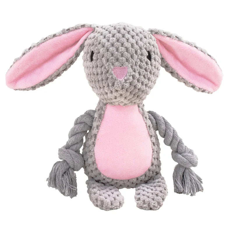 Cute Plush Rope Dog Toy with Squeaker and Knots