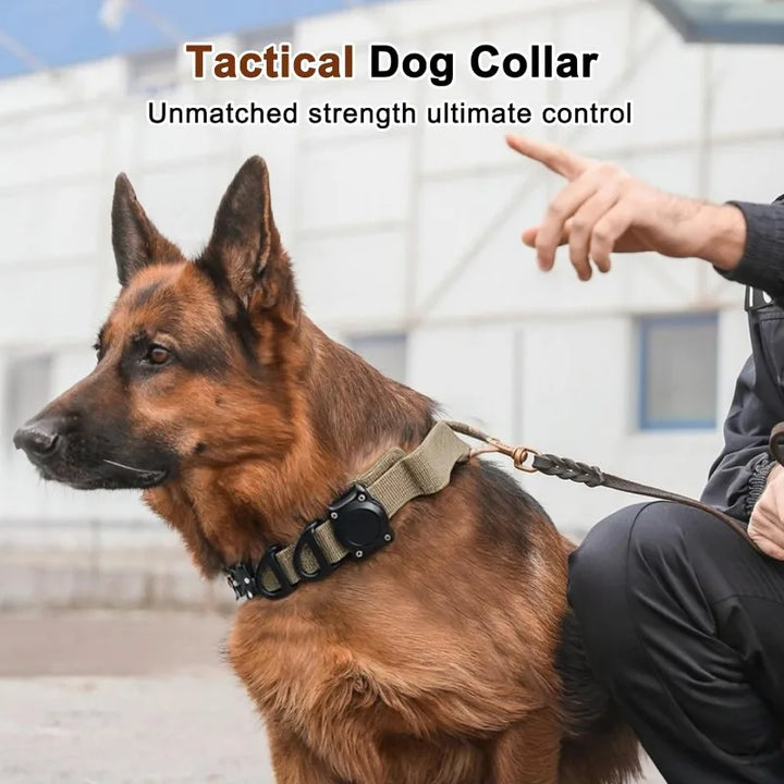 Waterproof Tactical Dog Collar with Handle and AirTag Holder