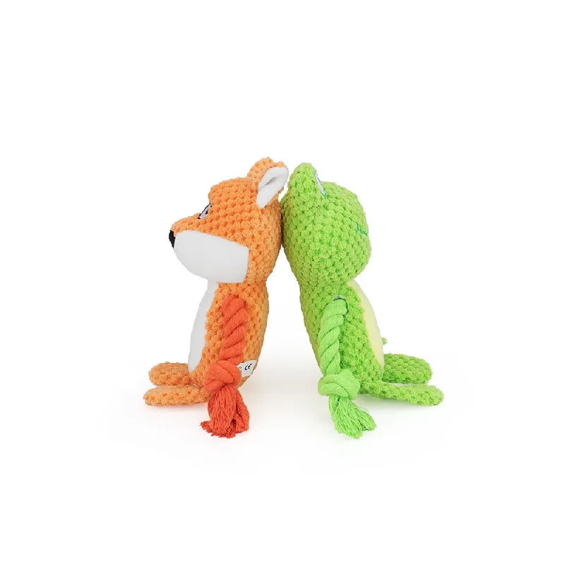 Cute Plush Rope Dog Toy with Squeaker and Knots