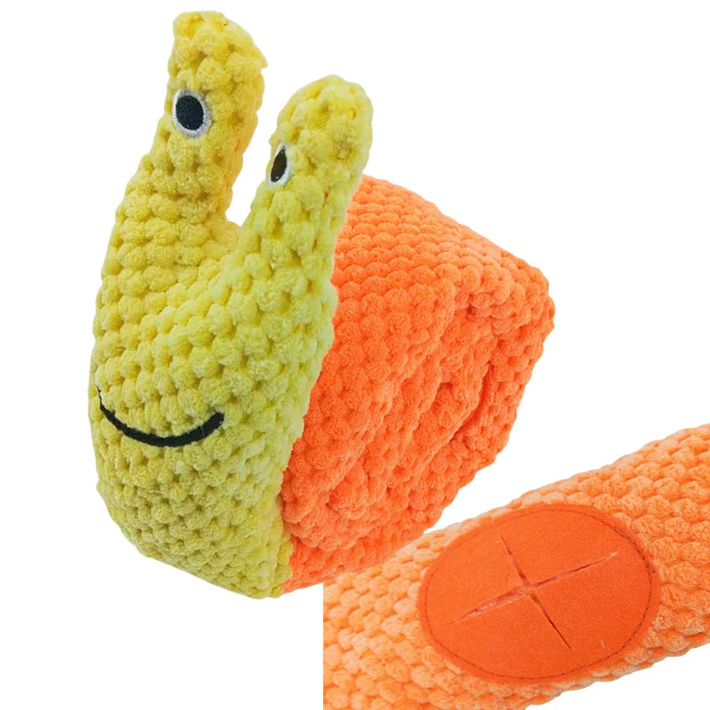 Interactive Snail Dog Puzzle Toy with Squeaker and Feeder