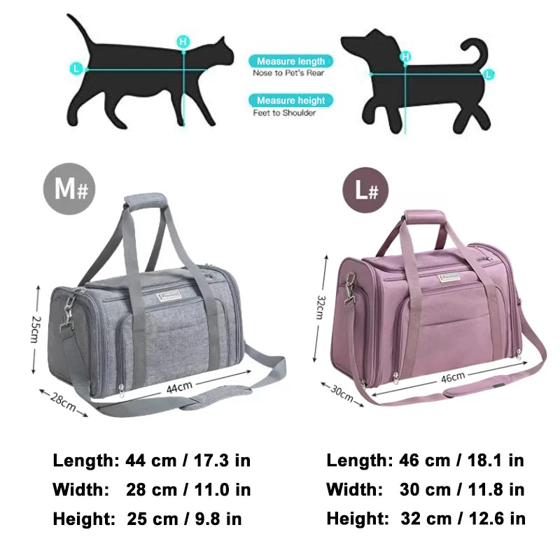 Foldable Oxford Pet Carrier Backpack with Large Travel Space