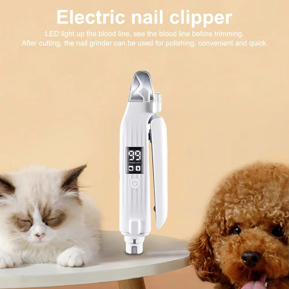 2-in-1 Electric Pet Nail Trimmer and Grinder with LED