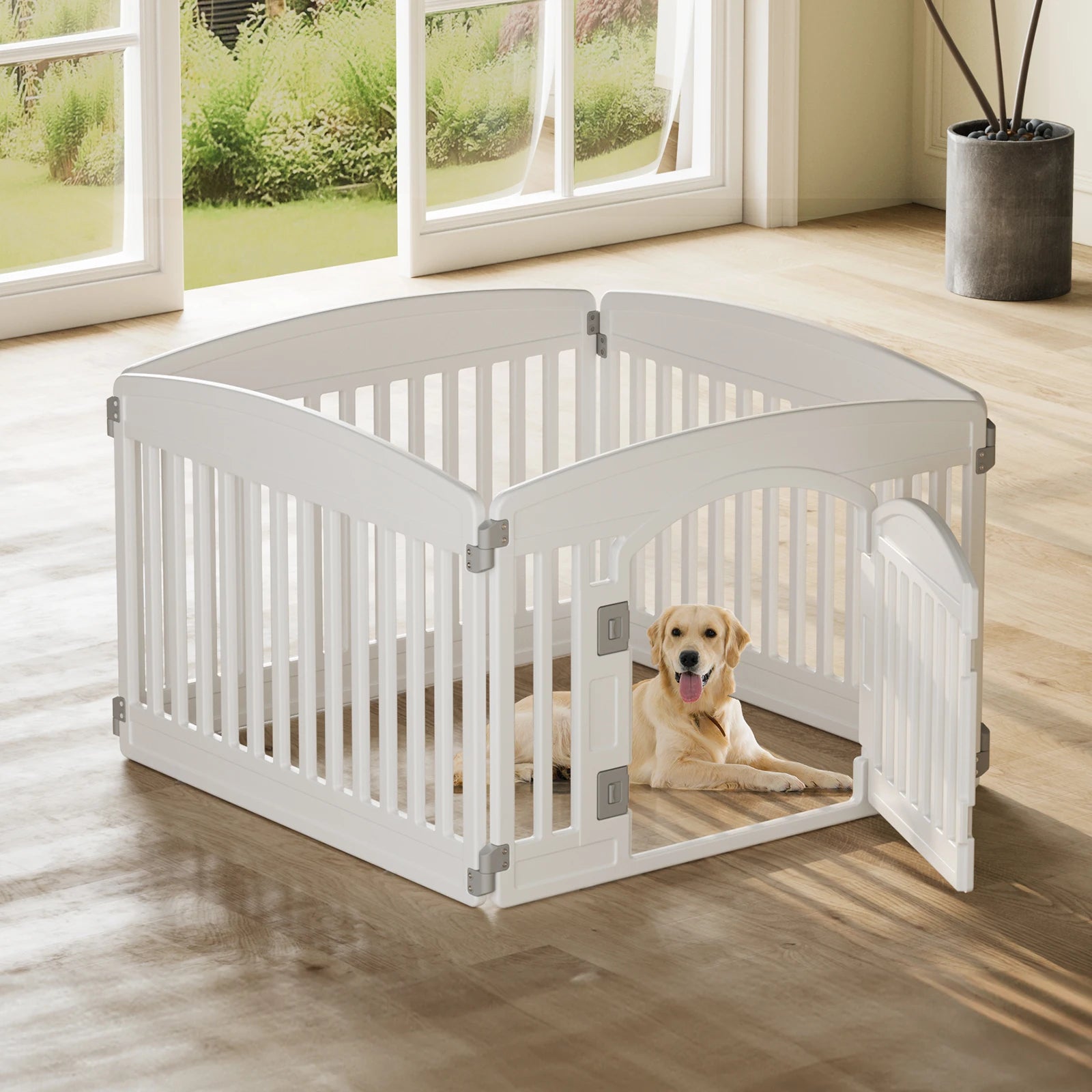 Expandable 6-Panel Pet Playpen for Indoor Outdoor Use
