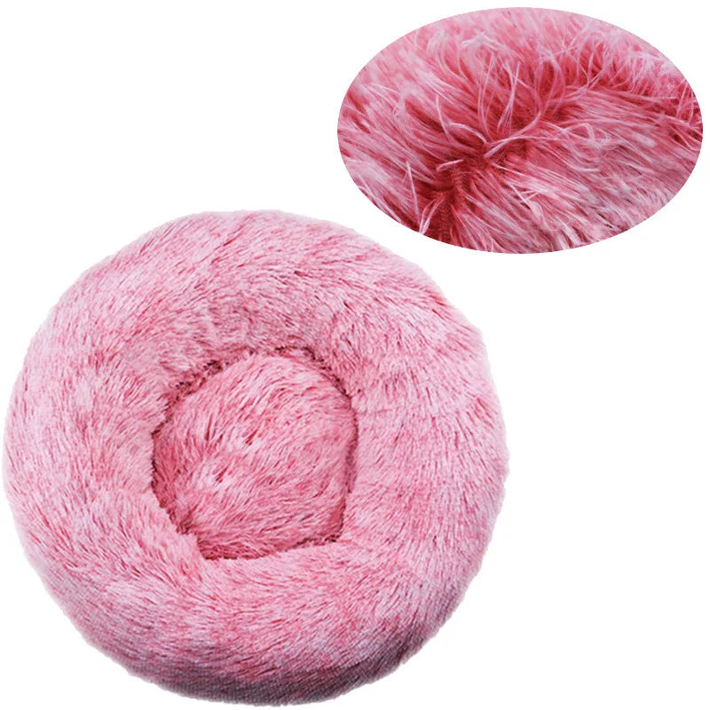 Round Plush Pet Bed Warm Washable Sofa for Dogs