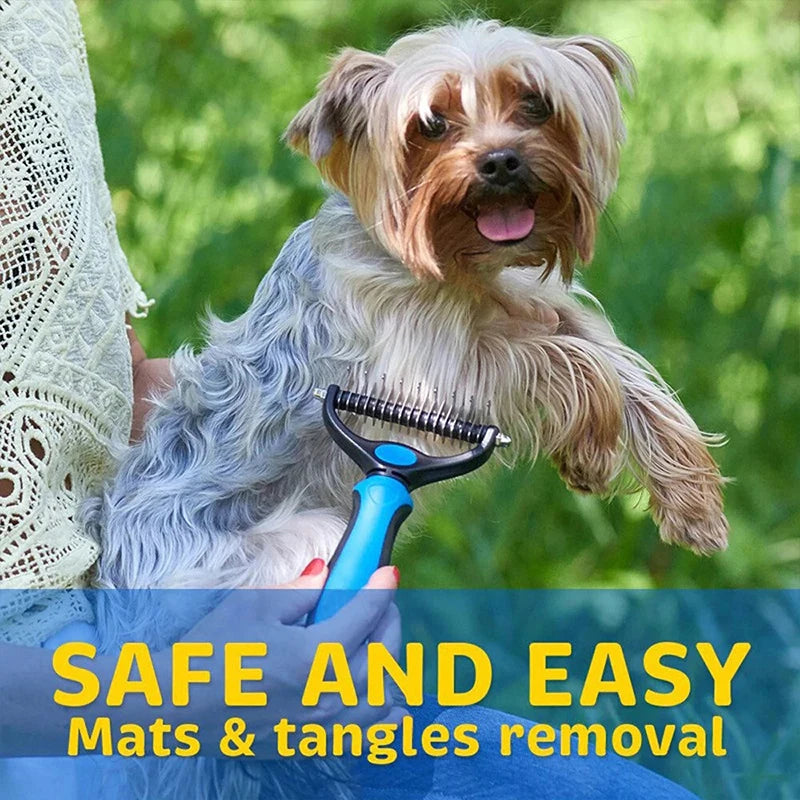 Dual-Sided Pet Deshedding Brush for Dogs and Cats Grooming
