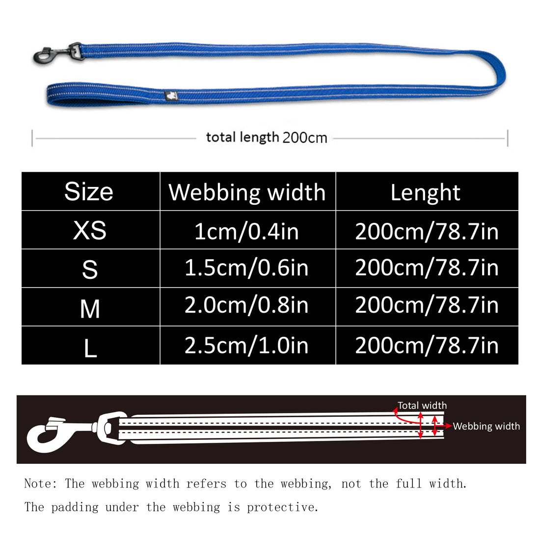 Reflective Padded Pet Leash for Dog Cat Walking Training