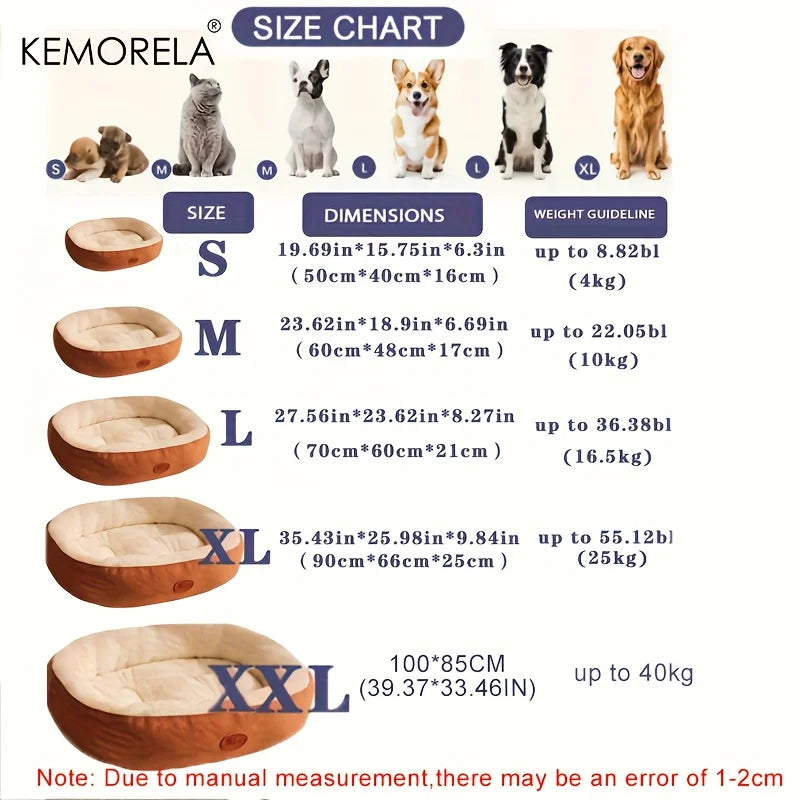 Cozy Plush Oval Pet Bed for Cats and Dogs