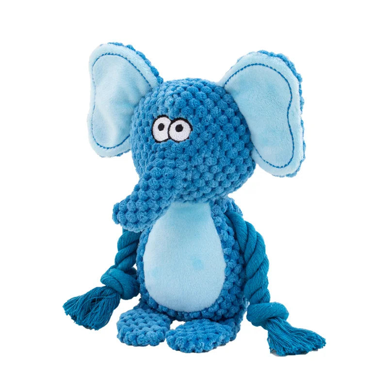 Cute Plush Rope Dog Toy with Squeaker and Knots