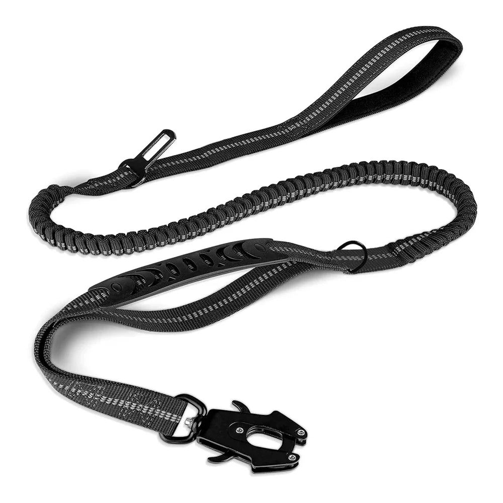 Reflective Bungee Dog Leash with Seatbelt for Large Dogs