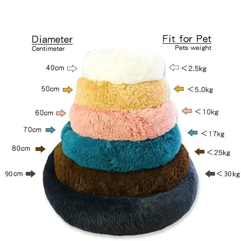 Round Plush Pet Bed Warm Washable Sofa for Dogs