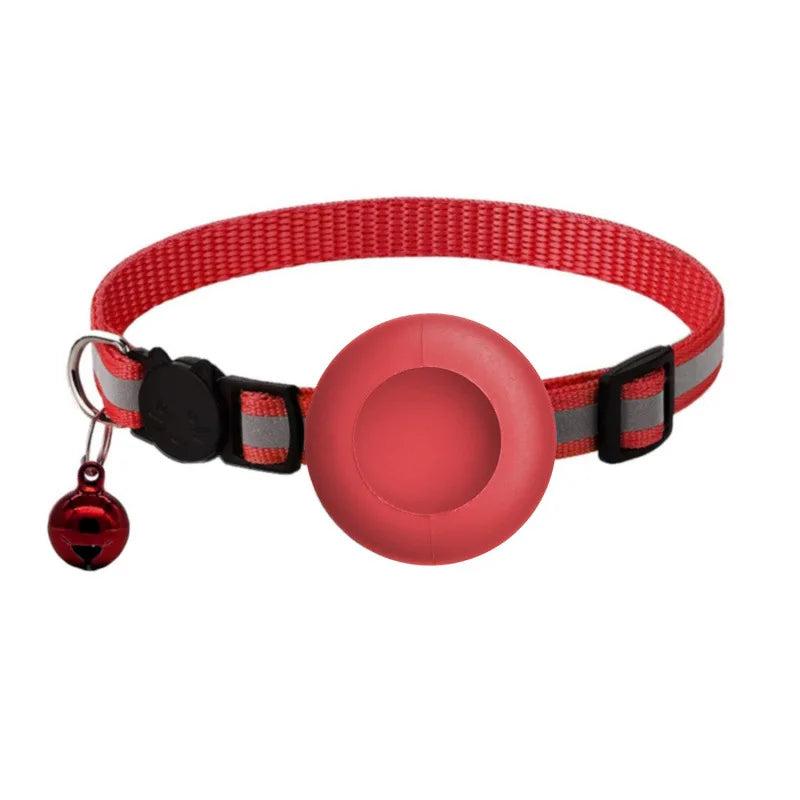 Reflective Airtag Cat Collar with Bell and Breakaway Buckle