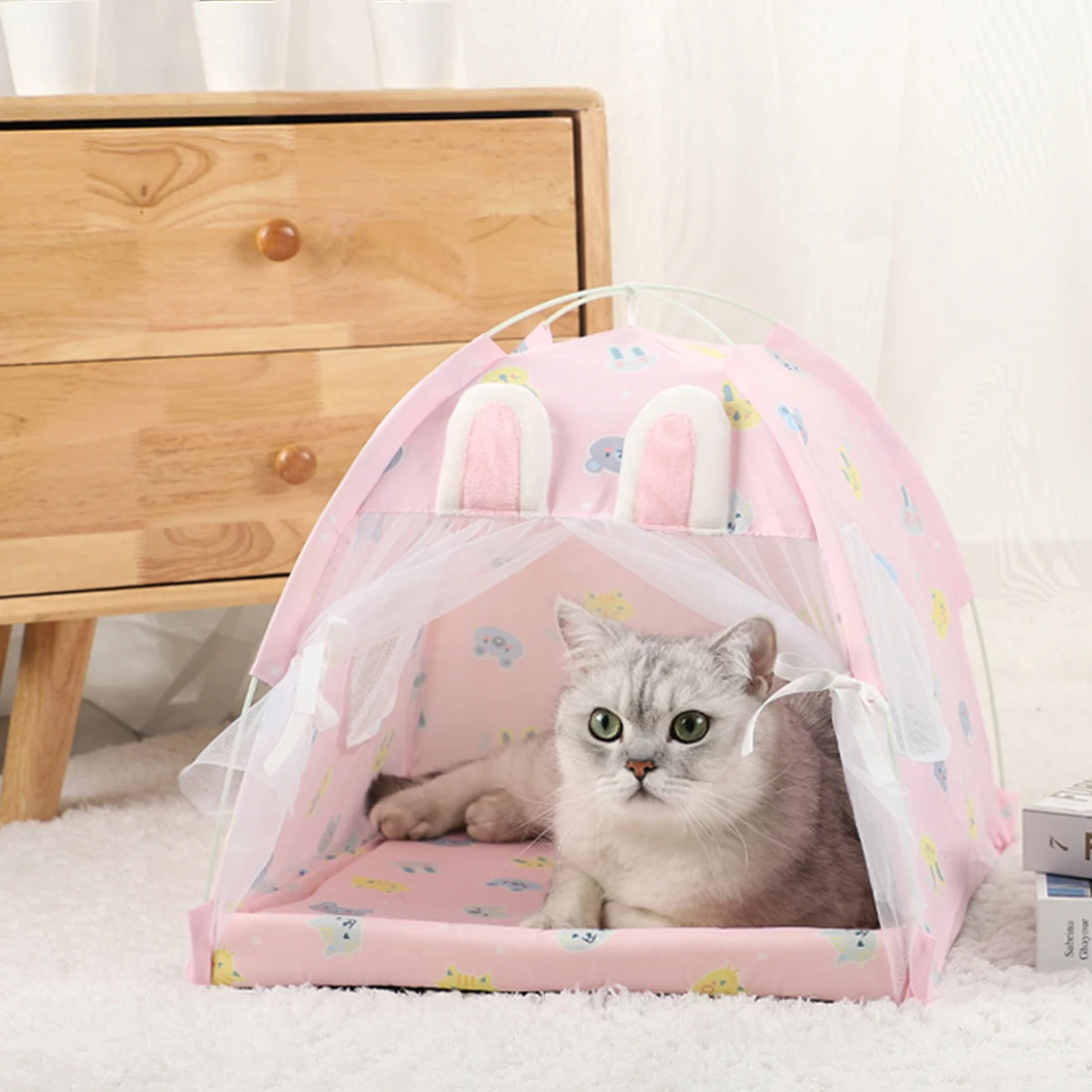 Warm Pet Tent Bed Cozy Cat House Winter Nest