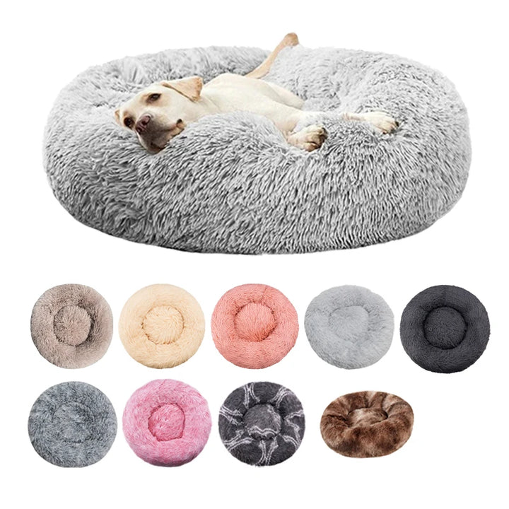 Round Plush Pet Bed Warm Washable Sofa for Dogs