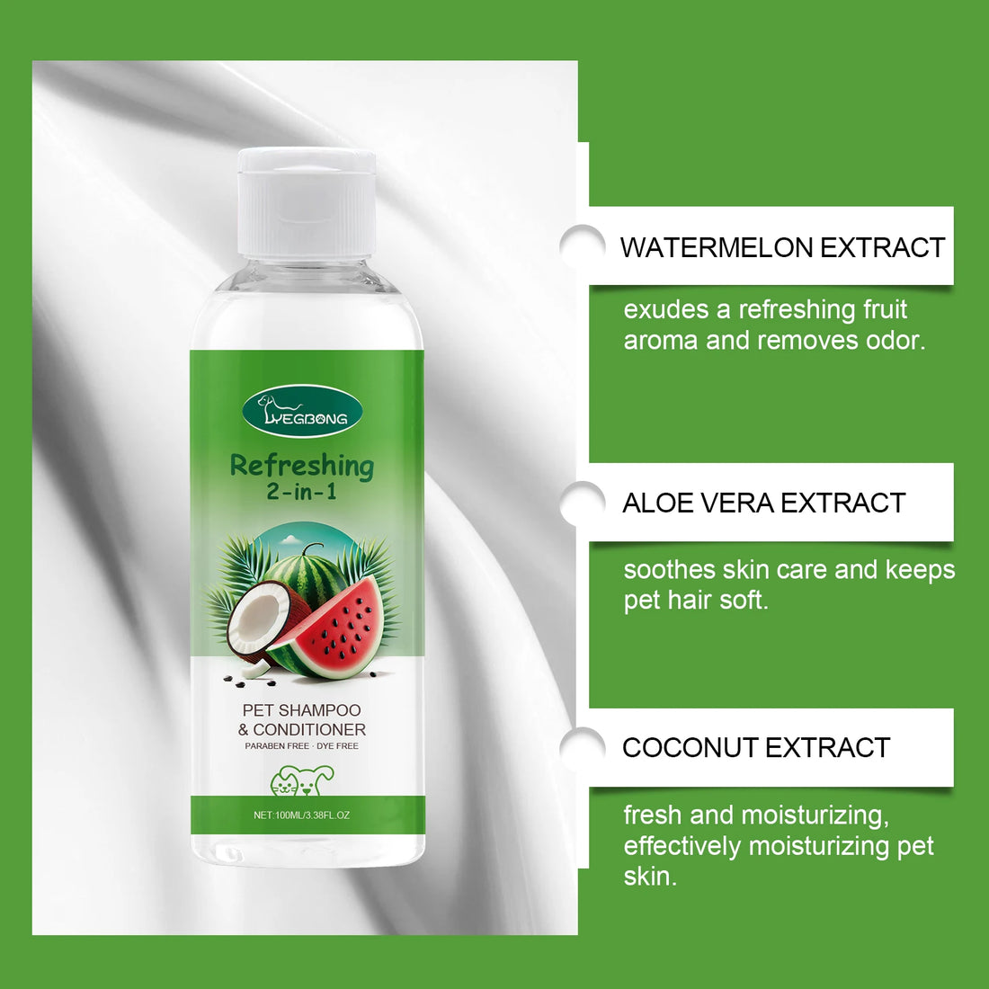 Hypoallergenic 2-in-1 Pet Shampoo and Conditioner for Sensitive Skin