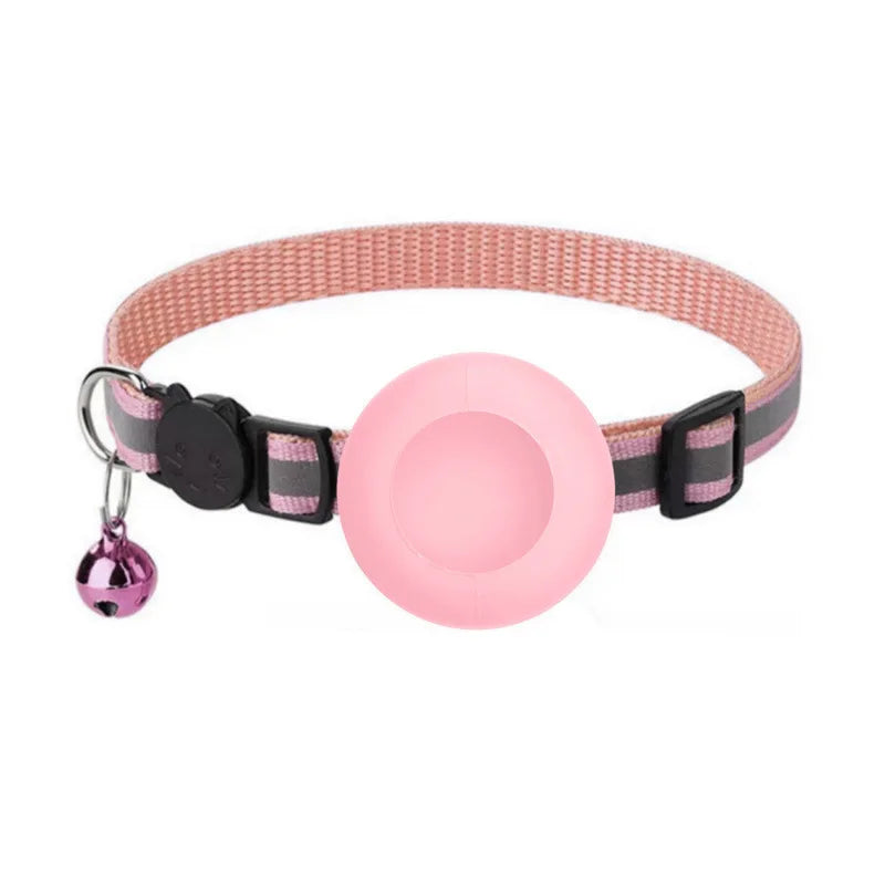 Reflective Airtag Cat Collar with Bell and Breakaway Buckle