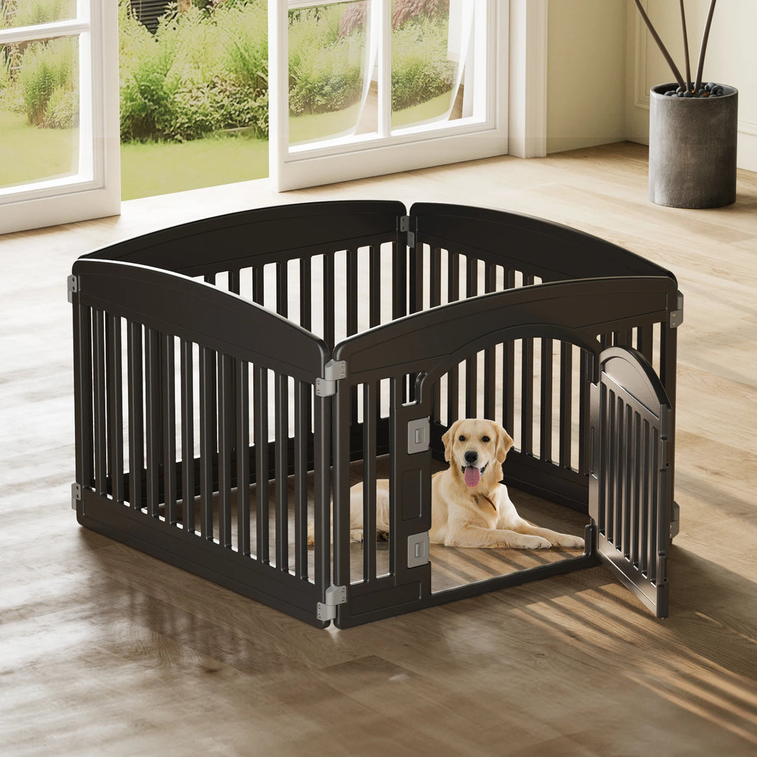Expandable 6-Panel Pet Playpen for Indoor Outdoor Use
