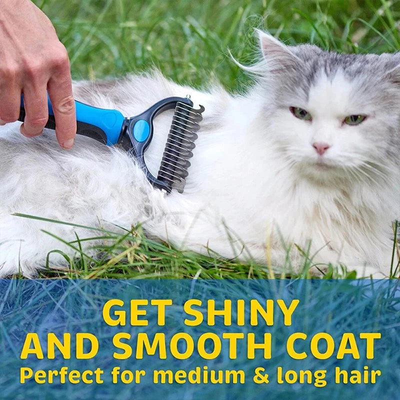 Dual-Sided Pet Deshedding Brush for Dogs and Cats Grooming
