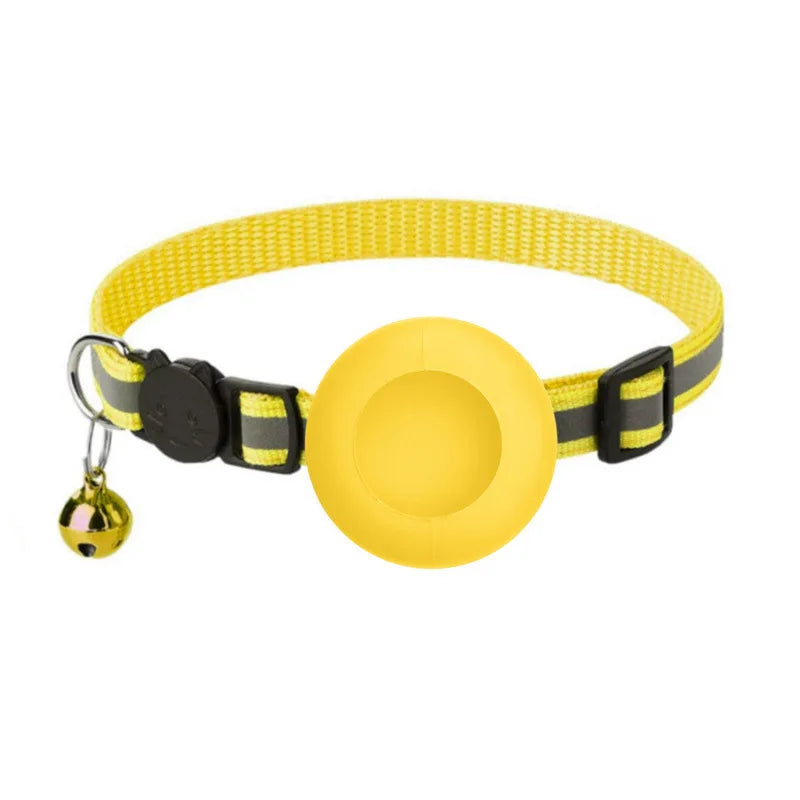 Reflective Airtag Cat Collar with Bell and Breakaway Buckle
