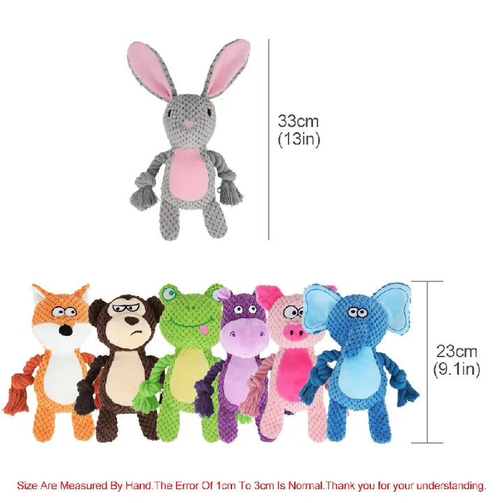 Cute Plush Rope Dog Toy with Squeaker and Knots