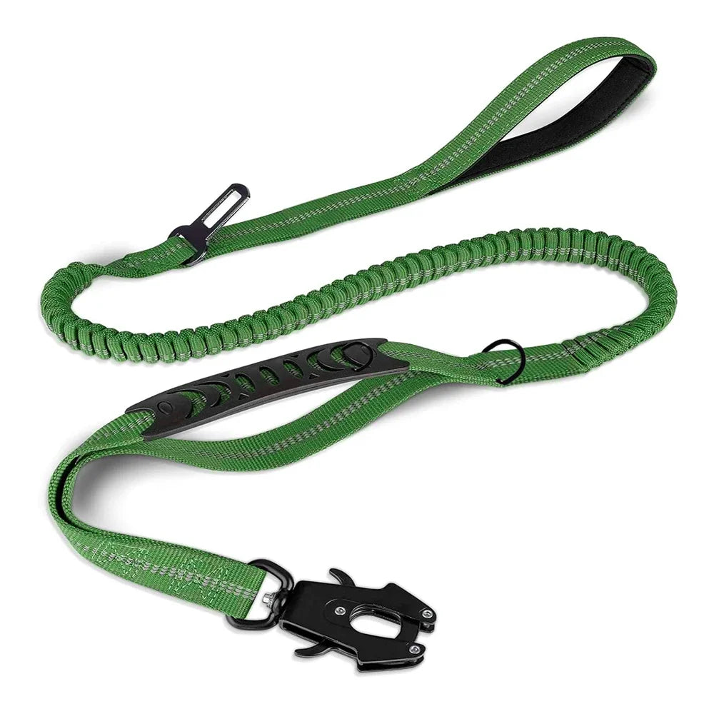 Reflective Bungee Dog Leash with Seatbelt for Large Dogs