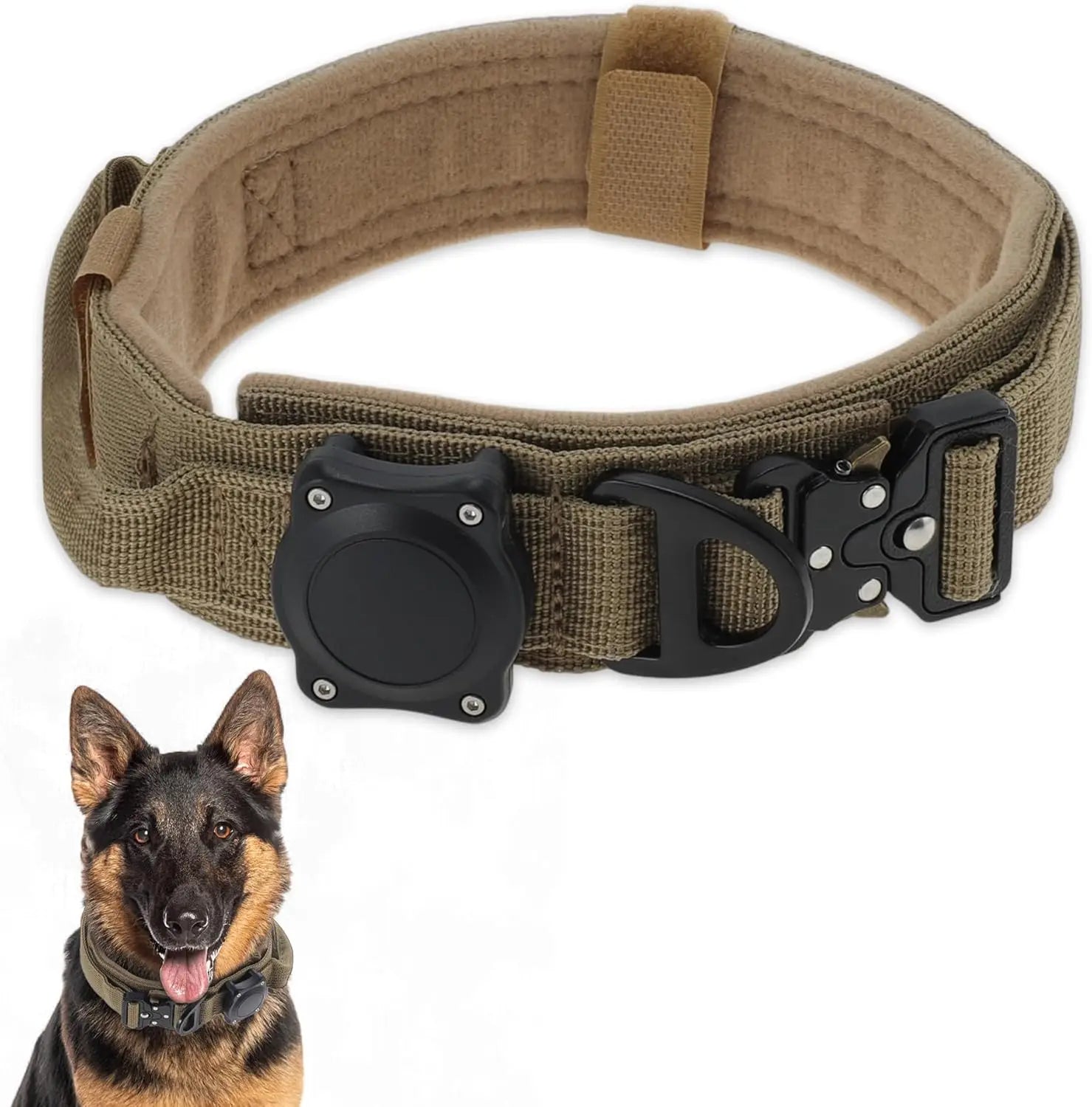 Waterproof Tactical Dog Collar with Handle and AirTag Holder