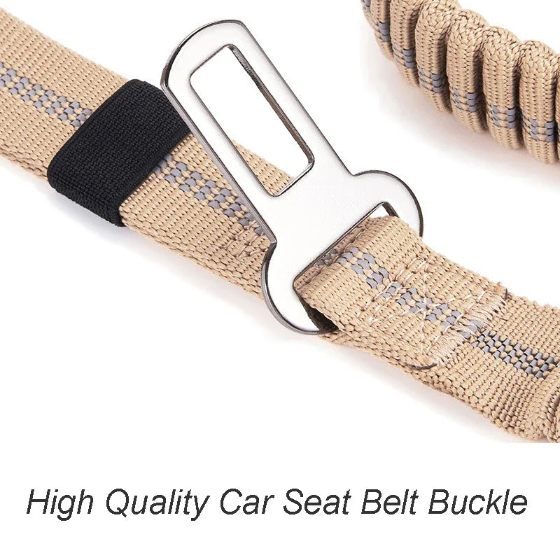 Reflective Bungee Dog Leash with Seatbelt for Large Dogs