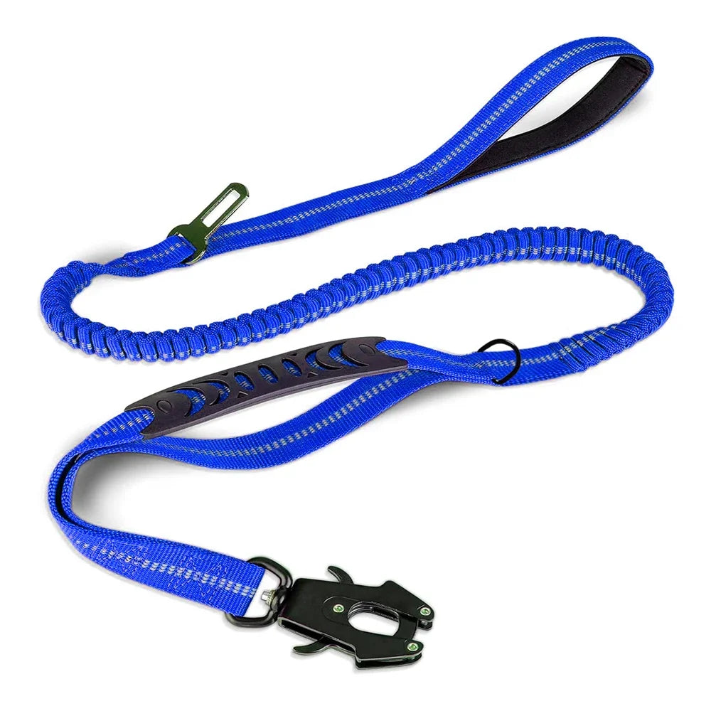 Reflective Bungee Dog Leash with Seatbelt for Large Dogs