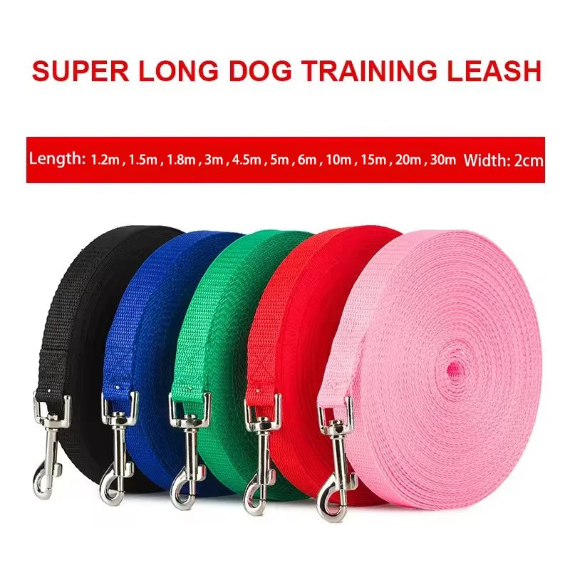 Extra Long Nylon Dog Leash for Recall Training Outdoors